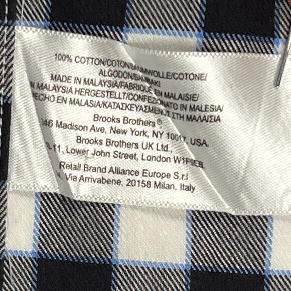 Brooks Brothers 346 Sz Mens M Non-Iron B&W Checked Long-Sleeve Button-Down Shirt - Picture 5 of 12